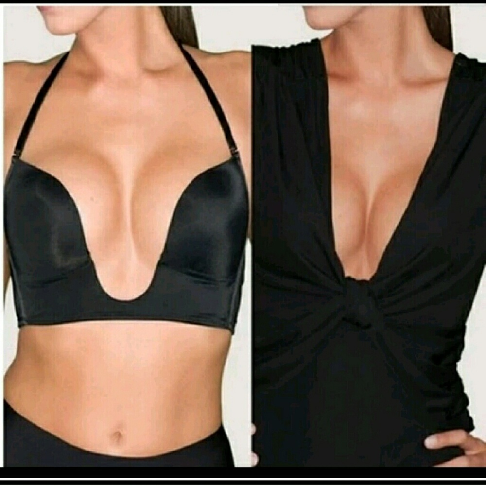 New Black deep U plunge convertible bra